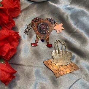 🌹HANDMADE GENUINE COPPER Brooches PINS - Bundle